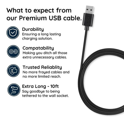 10ft Micro USB Cable with Fast Charging and Tangle-Resistant Jacket