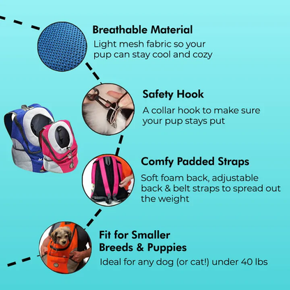 Dog Carrier Backpack with Padded Bottom and Mesh Ventilation for Bike Rides