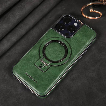 Phone Case with Foldable Stand and Magnetic Charging, 9H Lens Protection