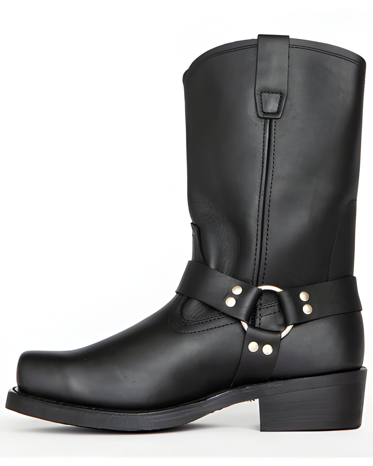 Black Harness Boot with Oil Resistant Sole and Adjustable Ankle Strap, 11 Inch