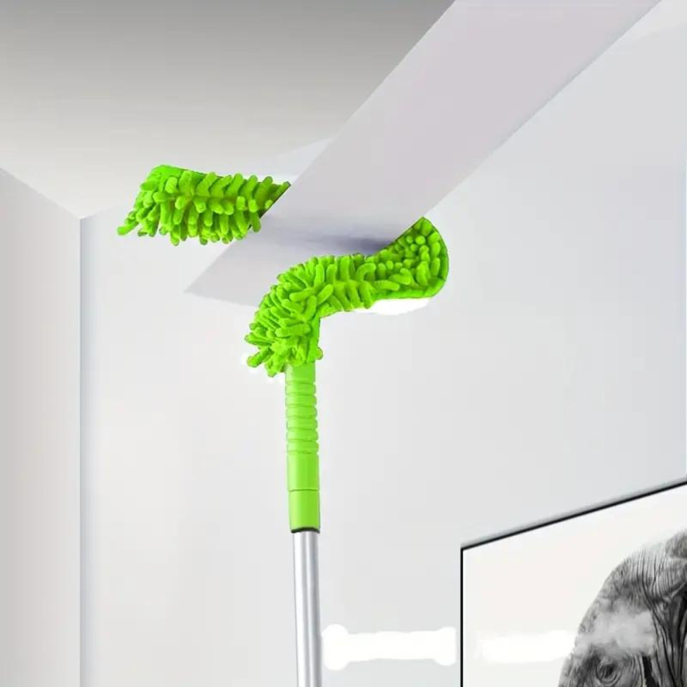 Extendable Ceiling Fan Duster with Coral Velvet Bristles and Flexible Head