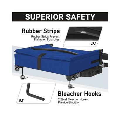 Stadium Seat with Angled Back Support and Adjustable Shoulder Strap