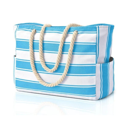 Oversized Beach Tote with Zip Closure and Mesh Panels, Water Resistant 20L