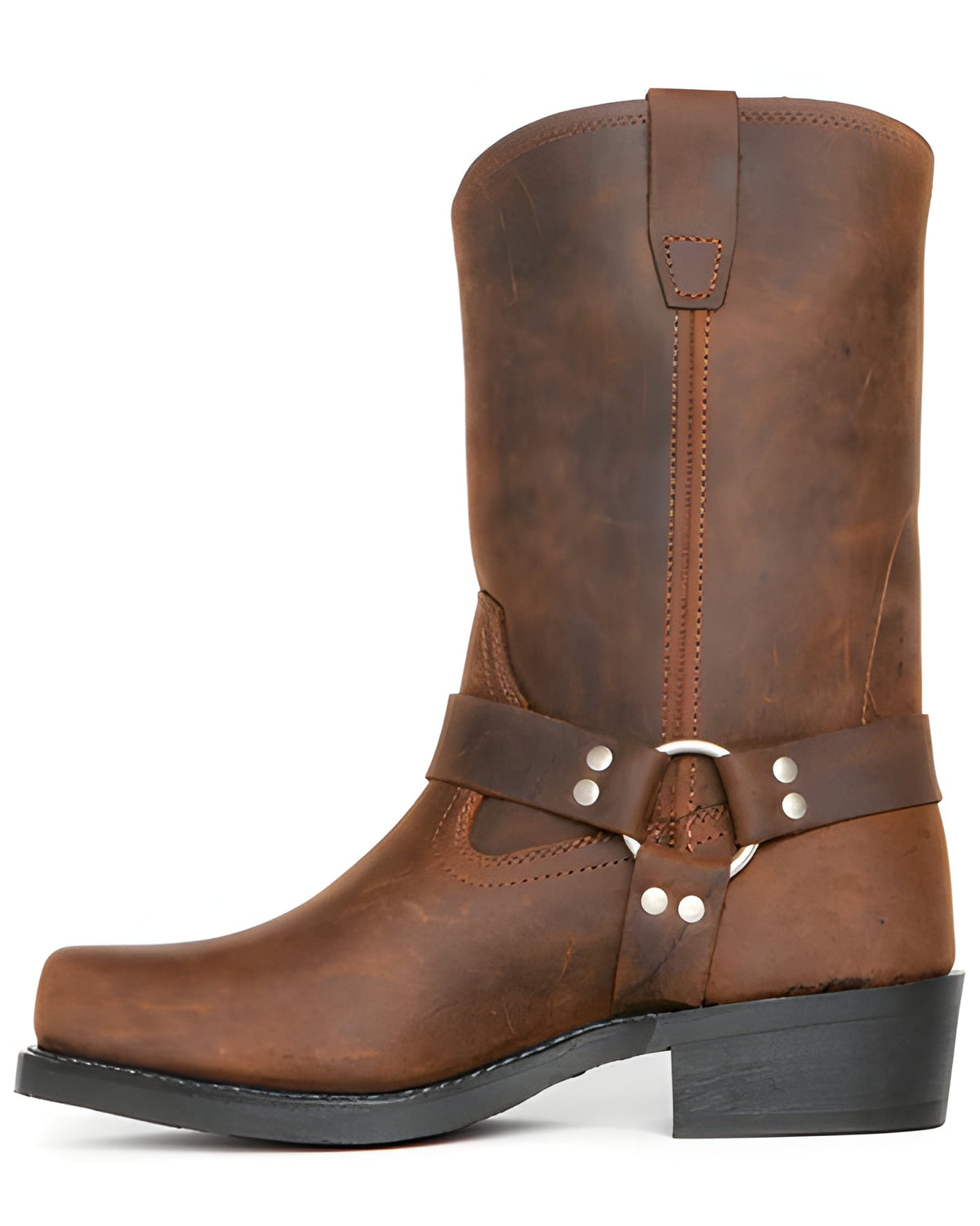Black Harness Boot with Oil Resistant Sole and Adjustable Ankle Strap, 11 Inch