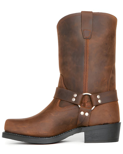 Black Harness Boot with Oil Resistant Sole and Adjustable Ankle Strap, 11 Inch