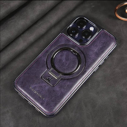 Phone Case with Foldable Stand and Magnetic Charging, 9H Lens Protection