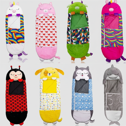 Animal Shape Kids Sleeping Bag with Foldable Pillow Design and Breathable Fabric