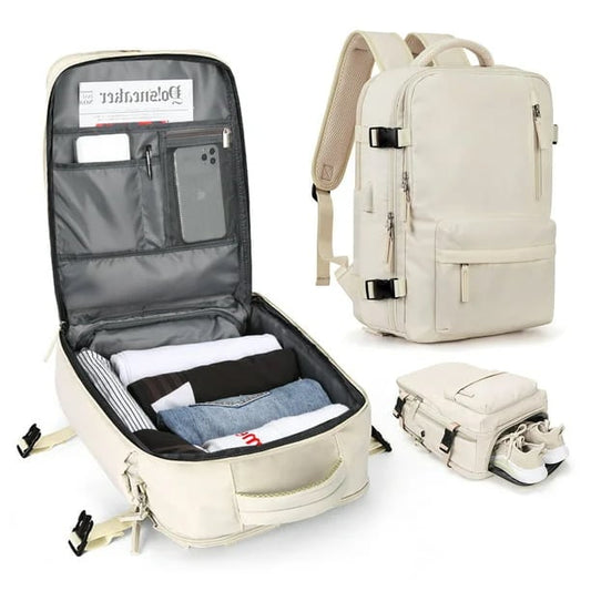 Travel Backpack with External Charging Port and Laptop Compartment, 35L Capacity