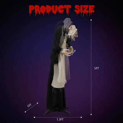 Animated Halloween Figure with Sound-Activated Head Shaking and Red LED Eyes