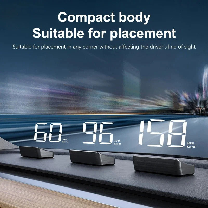Windshield Heads Up Display with Digital Speedometer and GPS Tracking