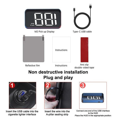 Windshield Heads Up Display with Digital Speedometer and GPS Tracking