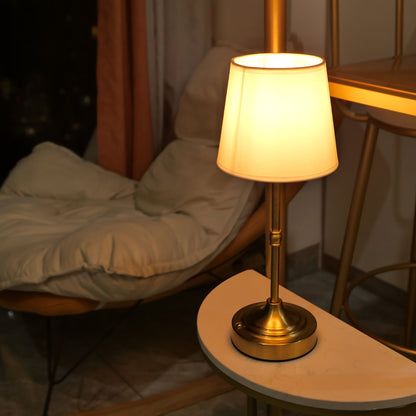 Rechargeable Table Lamp with Touch Dimming Control and Fabric Shade