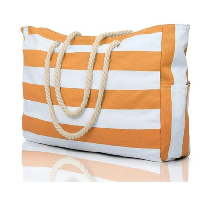 Oversized Beach Tote with Zip Closure and Mesh Panels, Water Resistant 20L