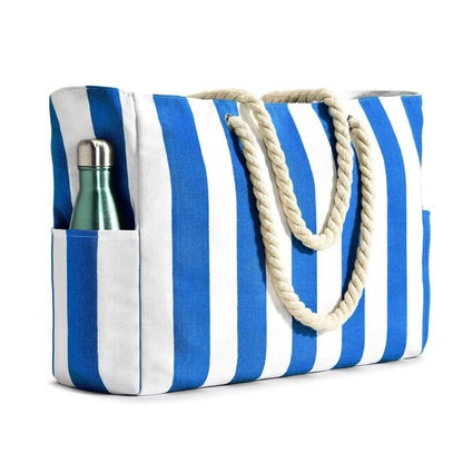Oversized Beach Tote with Zip Closure and Mesh Panels, Water Resistant 20L