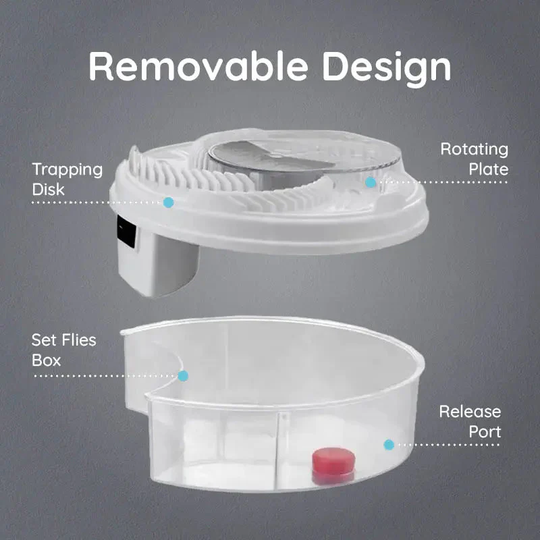 Automatic Fly Trap with USB Power and Rotating Arm, 5 Bait Stations