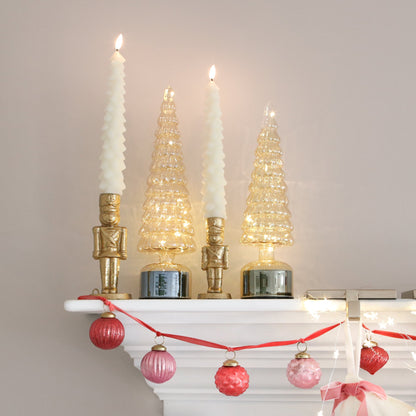 Rotating Champagne Glass Tree with 20 Warm White Micro Lights and Timer for Holiday Decor