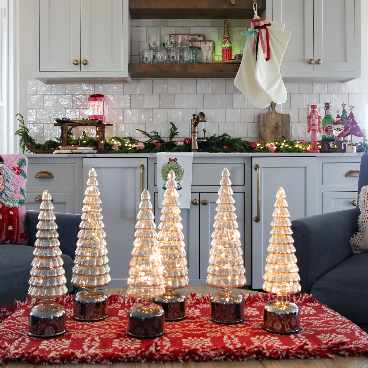 Rotating Champagne Glass Tree with 20 Warm White Micro Lights and Timer for Holiday Decor