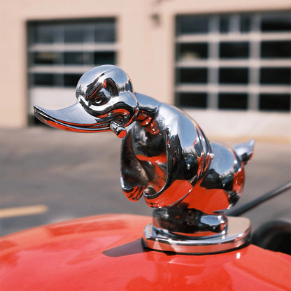 Angry Duck Radiator Emblem with Chrome Plating and Dual Pin Mounting, 6x4 Inches