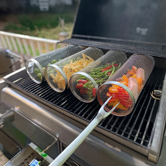 Rolling Stainless Steel Grill Basket BBQ