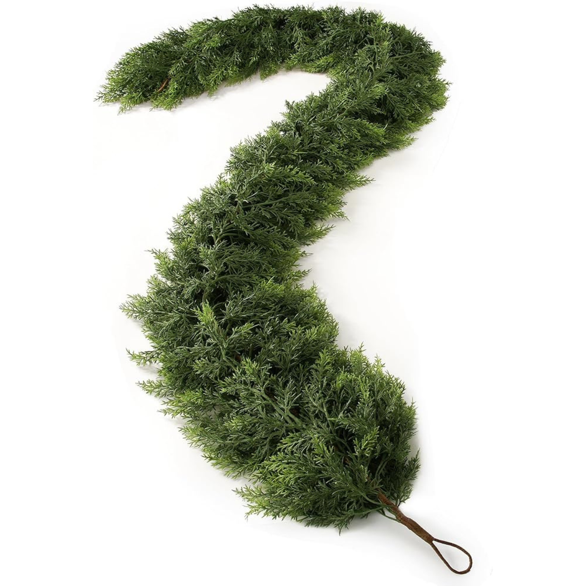 Pair of Six Foot Artificial Cedar Garlands with Bendable Greenery and Hand Tied Hanging Loops