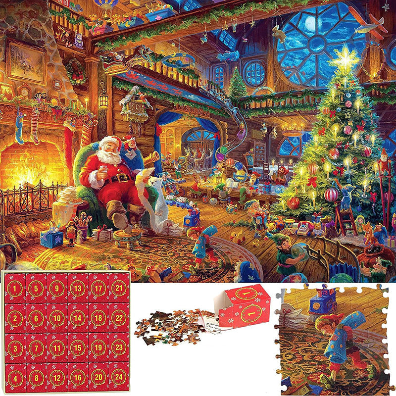 24 Day Christmas Jigsaw Countdown with 42 Pieces Per Box and a Full Size Poster