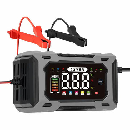 12V6A Smart Battery Charger, Maintainer & Trickle Charger for LiFePO4, Lead Acid Batteries for Motorcycle Car Truck Lawnmower Boat car battery charger, automatically stops when fully charged allveramart