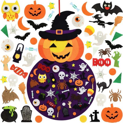 Reusable Felt Board with 50 Plus Halloween Ornaments for Ages 3 Plus
