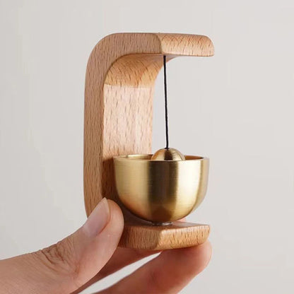 Door Chime with Polished Brass Bell and Magnetic Mounting for Metal Frames