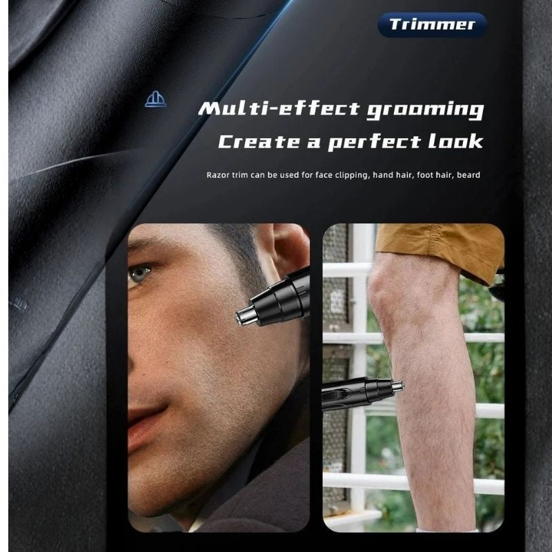 Rechargeable Nose and Ear Hair Trimmer with Stainless Steel Blades and Protective Guard