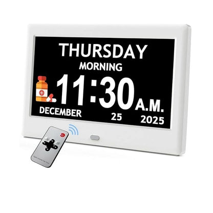 Activity Reminder Clock with Eight Daily Task Icons and Large Adjustable Display