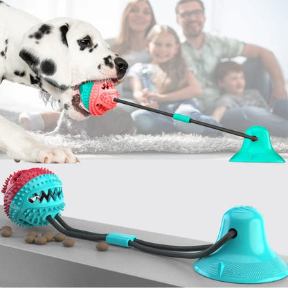Suction Cup Dog Tug Toy with 30 Inch Cotton Rope and Rubber Chew Ball for Pets
