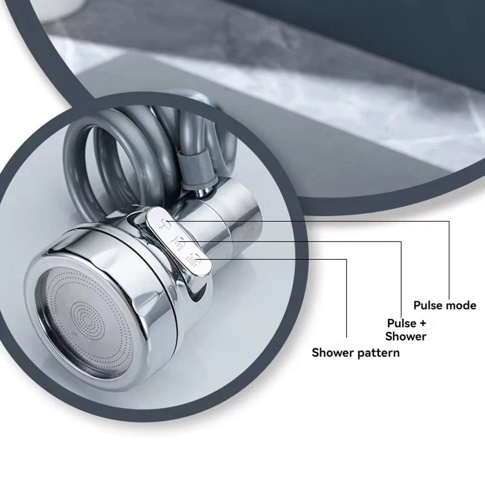 Faucet Extender with a 360 Degree Swivel, a Stretch Hose, Three Spray Modes and a Built In Filter