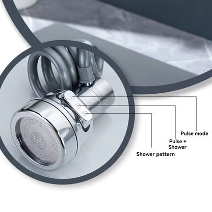 Faucet Extender with a 360 Degree Swivel, a Stretch Hose, Three Spray Modes and a Built In Filter