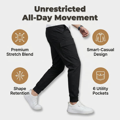 Stretch Cargo Jeans with Six Pockets and Reinforced Stitching, Slim Fit