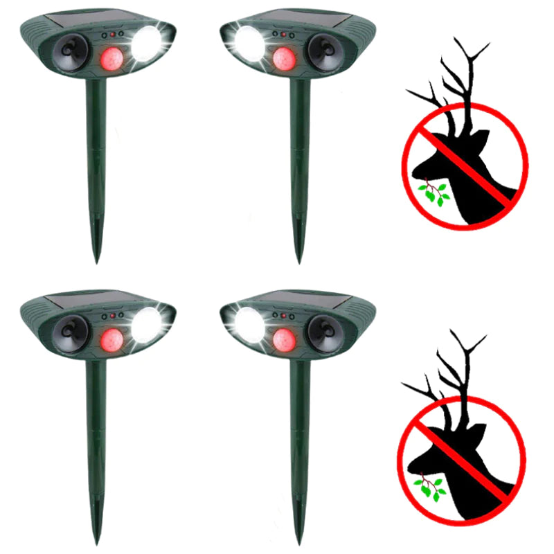 Ultrasonic Deer Repeller - Pack of 4 Solar Deer Repellents - Keep Deer out of Garden