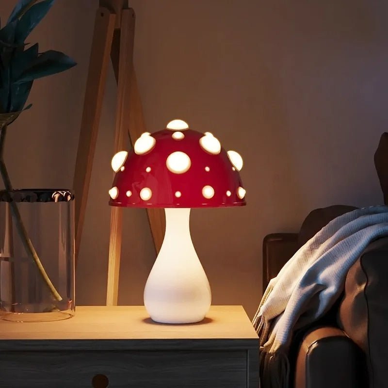 Dimmable Mushroom LED Table Lamp with Warm White Glow and Acrylic Dome