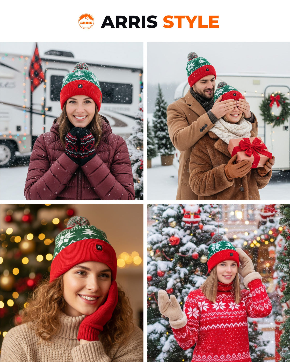 Rechargeable Heated Knit Beanie Hat with Dual Heating Pads and 3 Heat Modes for Winter