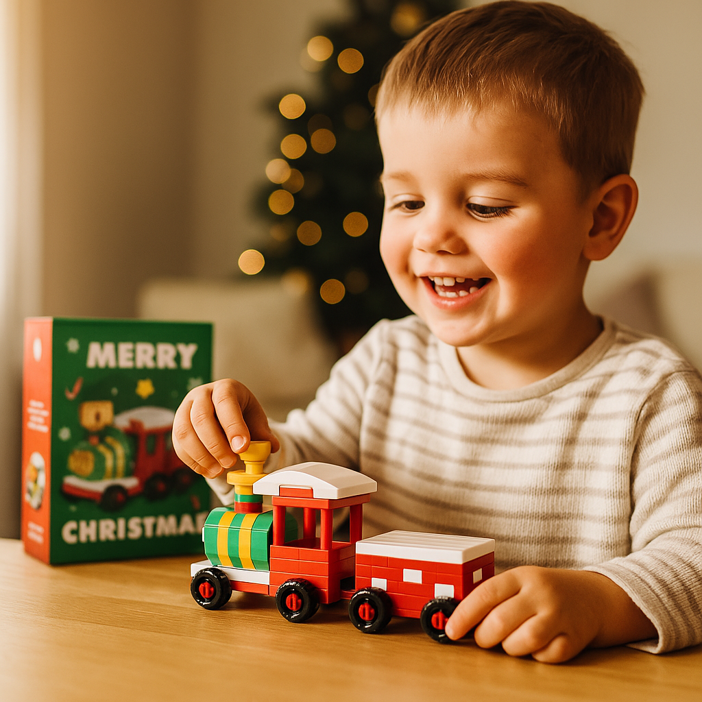 Building Block Christmas Figures with Interlocking Snap Pieces and Assembly Guide