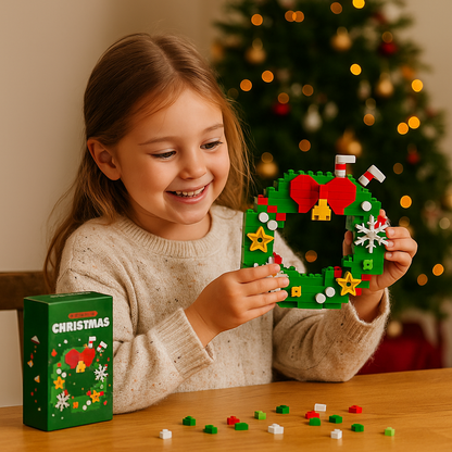 Building Block Christmas Figures with Interlocking Snap Pieces and Assembly Guide