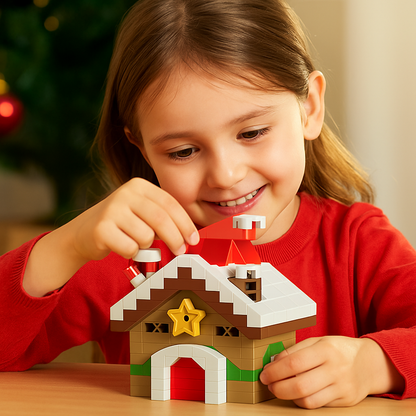 Building Block Christmas Figures with Interlocking Snap Pieces and Assembly Guide