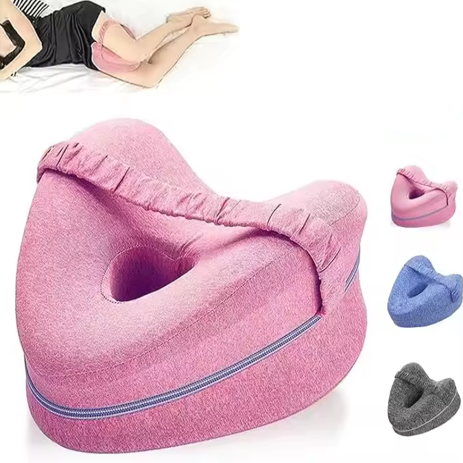 Memory Foam Leg Pillow with Ventilation Design and Adjustable Strap, Washable Cover
