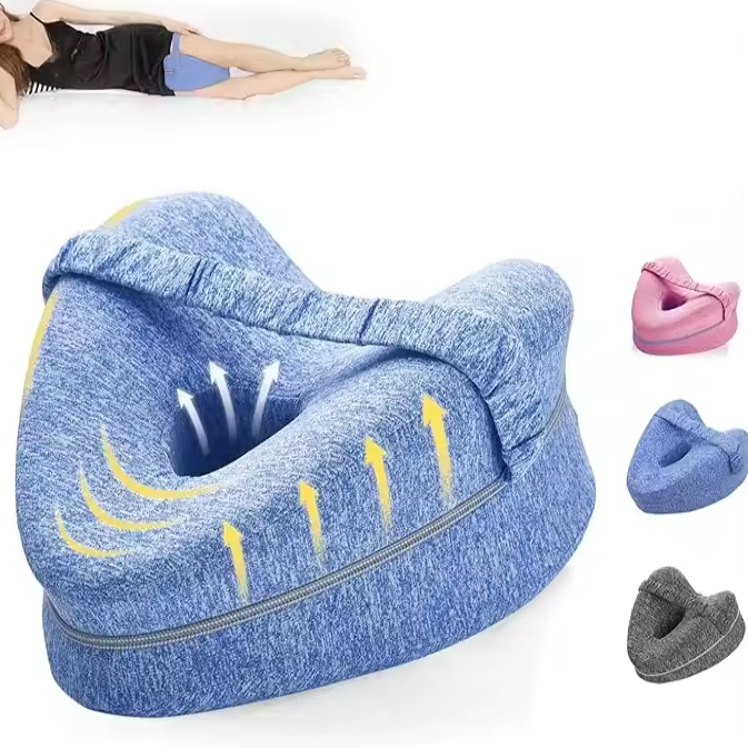 Memory Foam Leg Pillow with Ventilation Design and Adjustable Strap, Washable Cover