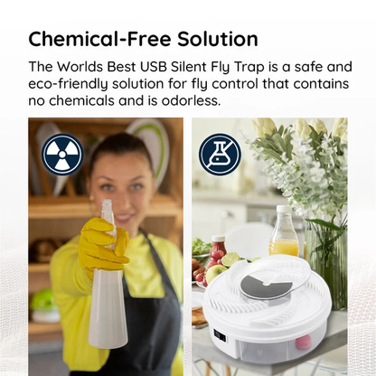 Automatic Fly Trap with USB Power and Rotating Arm, 5 Bait Stations
