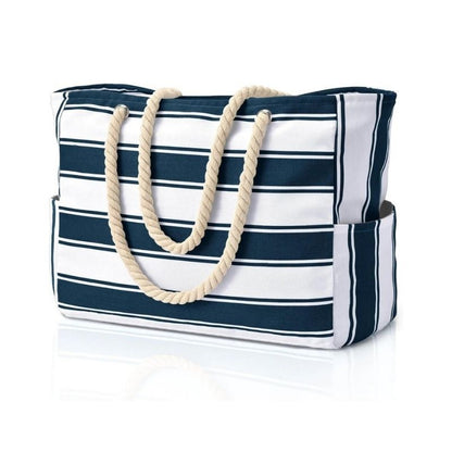 Oversized Beach Tote with Zip Closure and Mesh Panels, Water Resistant 20L