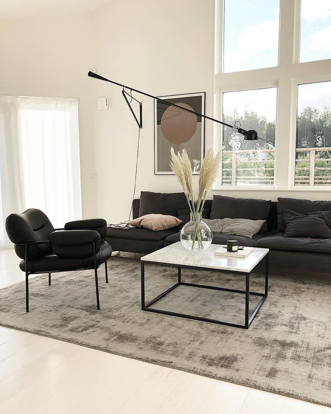 Adjustable Wall Lamp with Extended Arm and Rotating Shade, Cast Iron Counterweight