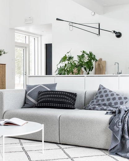 Adjustable Wall Lamp with Extended Arm and Rotating Shade, Cast Iron Counterweight