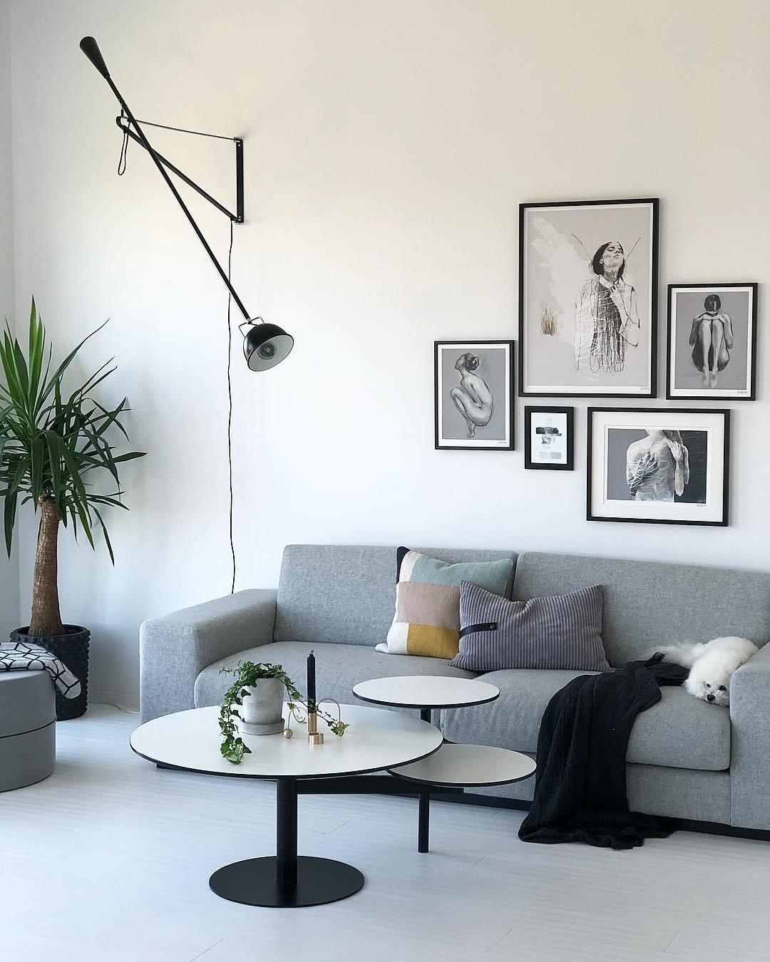 Adjustable Wall Lamp with Extended Arm and Rotating Shade, Cast Iron Counterweight