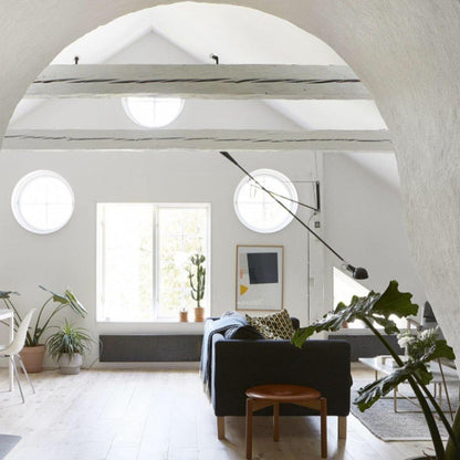Adjustable Wall Lamp with Extended Arm and Rotating Shade, Cast Iron Counterweight