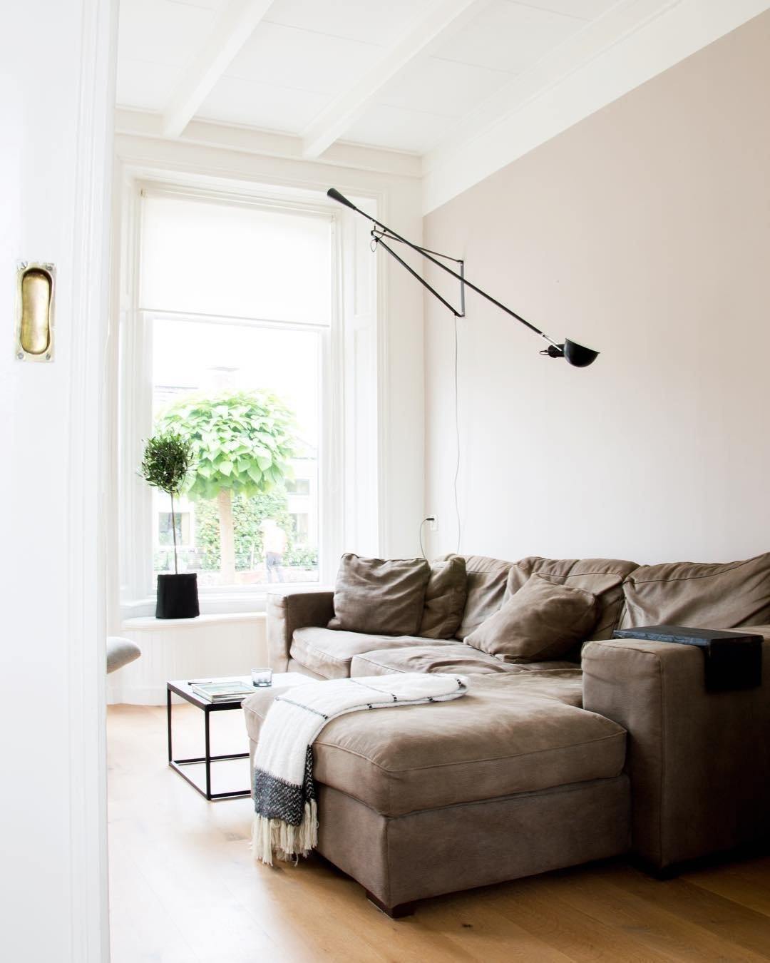 Adjustable Wall Lamp with Extended Arm and Rotating Shade, Cast Iron Counterweight
