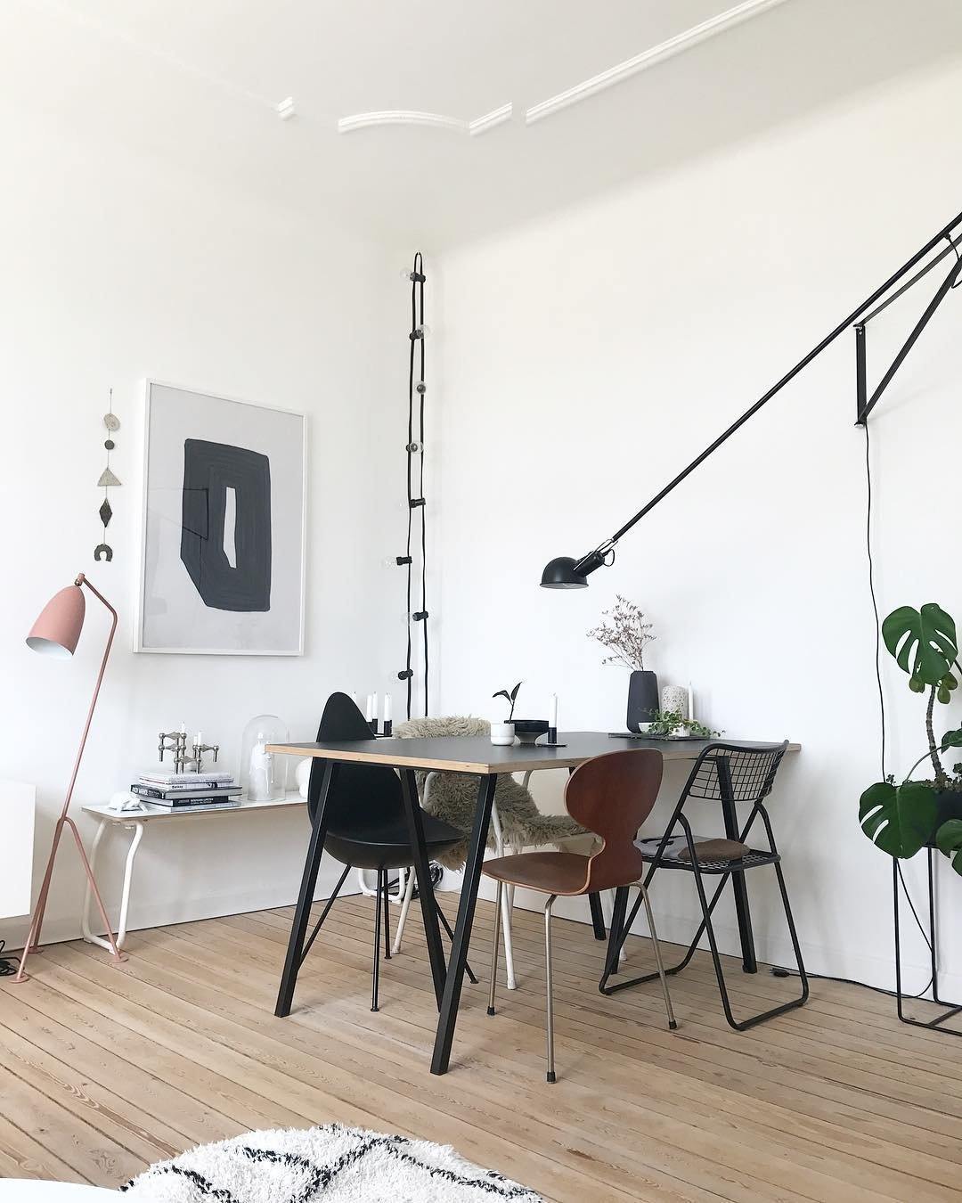 Adjustable Wall Lamp with Extended Arm and Rotating Shade, Cast Iron Counterweight